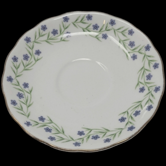 ROYAL VALE BONE CHINA MADE IN ENGLAND -BLUE FLOWERS SAUCER - Picture 1 of 7